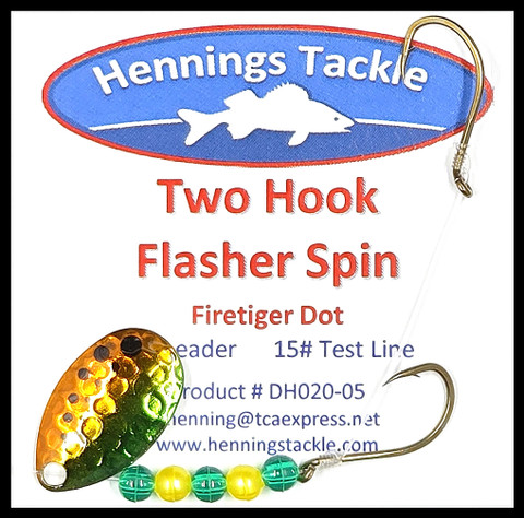 Two Hook Flasher Spin - Firetiger Dot