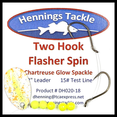 Two Hook Flasher Spin - Chartreuse Glow Spackle