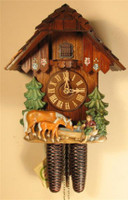 Rombach and Haas 8 Day Black Forest Horses Chalet Cuckoo Clock 8211