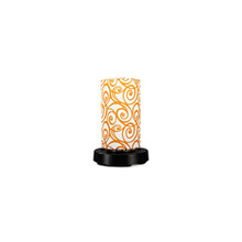 PatioGlo Electric Table Lamp - White LED with Orange Outdoor Pattern Fabic Lamp Shade