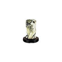 PatioGlo Electric Table Lamp - White LED with Fishbowl Caviar Outdoor Pattern Fabic Lamp Shade