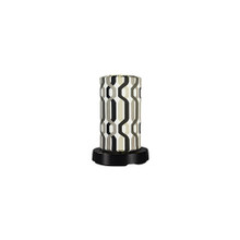 PatioGlo Electric Table Lamp - White LED with New Twist Caviar Outdoor Pattern Fabic Lamp Shade