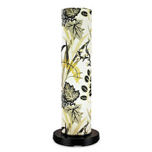 PatioGlo Electric Floor Lamp - White LED with Fishbowl Caviar Outdoor Pattern Fabic Lamp Shade
