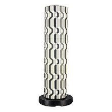 PatioGlo Electric Floor Lamp - White LED with New Twist Caviar Outdoor Pattern Fabic Lamp Shade