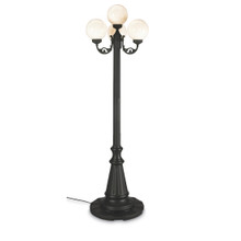 European Four Globe Park Style Patio Lamp - White Globes with Black Base