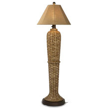 South Pacific Floor Lamp - Woven Bamboo Resin Base with Linen Sesame Sunbrella Fabric Lamp Shade