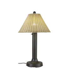 Tahiti II 34" Table Lamp - Bronze Base with 3" Body and Stone Wicker Lamp Shade