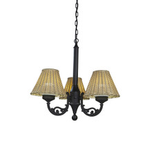 Versailles Chandelier - Black Base with Stone Wicker Lamp Shades