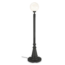 European Single Globe Patio Lamp - White Globe with Black Base