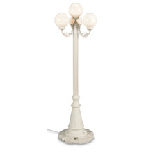 European Four Globe Park Style Patio Lamp - White Globes with White Base