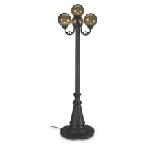 European Four Globe Park Style Patio Lamp - Bronze Globes with Black Base