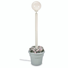 European Single Globe Planter Lamp - White Globe with White Finish
