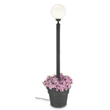 European Single Globe Planter Lamp - White Globe with Black Finish