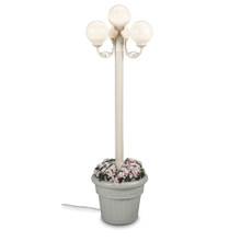 European Four Globe Park Style Planter Lamp - White Globes with White Finish