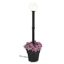 Milano Planter Lamp - Black Base with White Globe and Iron Colored Resin Planter