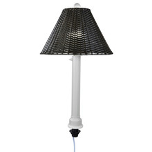 Umbrella Table Lamp - White Body with Walnut Wicker Lamp Shade