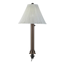 Umbrella Table Lamp - Bronze Body with White Wicker Lamp Shade