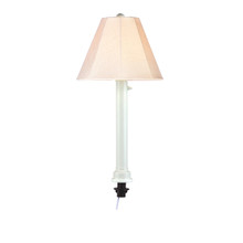Umbrella Table Lamp - White Body with Antique Beige Linen Sunbrella Fabric Lamp Shade