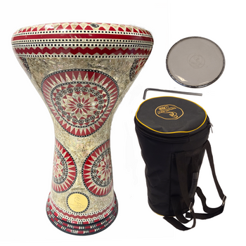 Gawharet El Fan White Pearl Red Circles 17" Darbuka Doumbek (DAR033)