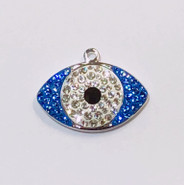 Crystal Pave Pendants 167544 - Evil Eye, 12.5mm, Sapphire & Crystal, 1pcs