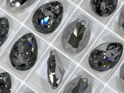 Swarovski Pendant 6433 - 9mm, Crystal Silver Night (001 SHIM), 6pcs