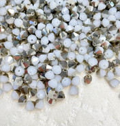 Swarovski Bead 5301 - 4mm, White Alabaster Metallic Silver, 48pcs
