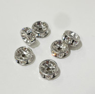 Crystal Diamonty Rondelle - 6mm, Crystal (001) Foiled, Rhodium Plated, 144pcs