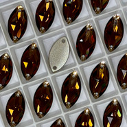 Swarovski Sew On 3223 - 18x9mm, Smoked Topaz (220), 2pcs