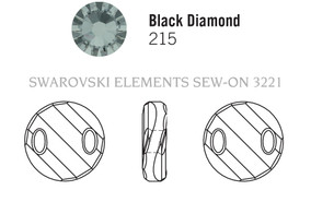 Swarovski Sew-On 3221 - 28mm, Black Diamond (215) Unfoiled, 1pc