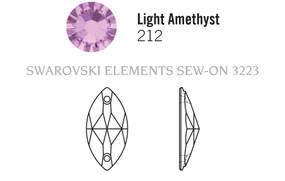 Swarovski Sew On 3223 - 12x6mm, Light Amethyst (212) Foiled, 4pcs