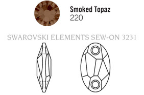 Swarovski Sew-on 3231 - 23x14mm, Smoked Topaz (220) Unfoiled, 1pc