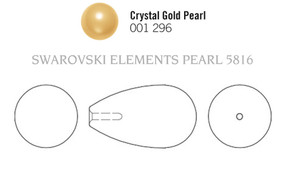 Swarovski Pearl 5816 - 11.5x6mm, Gold (296), Half Drilled, 6pcs