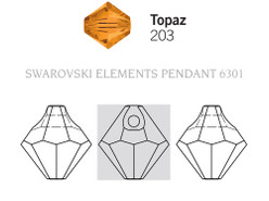 Crystal Pendant 6301 - 8mm, Topaz (203), 12pcs