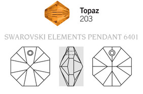 Crystal Pendant 6401 - 8mm, Topaz (203), 6pcs