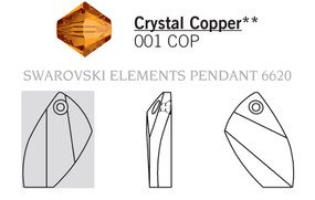 Swarovski Pendant 6620 - 30mm, Crystal COPPER (001COP), 1pc