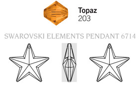 Crystal Pendant 6714 - 20mm, Topaz (203), 1pc