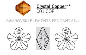 Crystal Pendant 6744 - 12mm Crystal COPPER (001COP), 6pcs