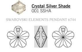 Swarovski Pendant 6744 - 14mm Crystal, Silver Shade (001SSHA), 4pcs