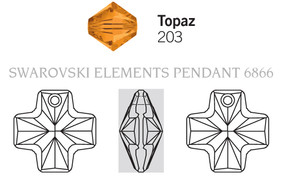 Crystal Pendant 6866 - 20mm, Topaz (203), 1pc