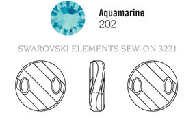 Swarovski Sew-on 3221 - 18mm, Aquamarine (202) Unfoiled, 2pcs