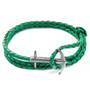 Anchor & Crew Fern Green Admiral Anchor Silver and Braided Leather Bracelet