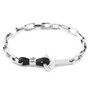 Anchor & Crew Coal Black Frigate Silver and Flat Leather Bracelet