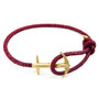 Anchor & Crew Bordeaux Red Admiral Anchor 9ct Yellow Gold and Stingray Leather Bracelet