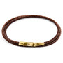 Anchor & Crew Mocha Brown Liverpool 9ct Yellow Gold and Stingray Leather Bracelet