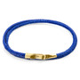 Anchor & Crew Azure Blue Liverpool 9ct Yellow Gold and Stingray Leather Bracelet