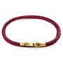 Anchor & Crew Bordeaux Red Liverpool 9ct Yellow Gold and Stingray Leather Bracelet
