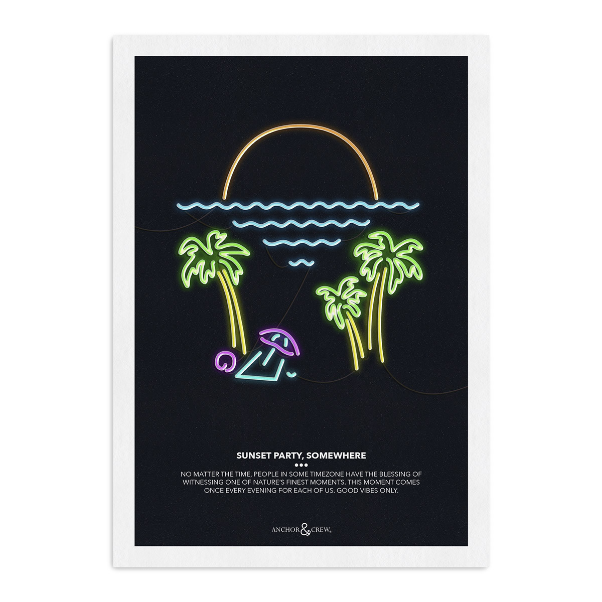 Anchor & Crew Sunset Party Archival Giclée Paper A3 Wall Print