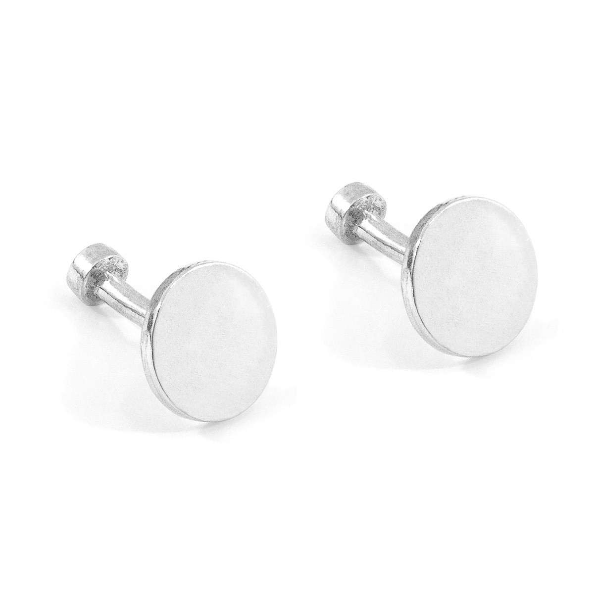 round silver cufflinks