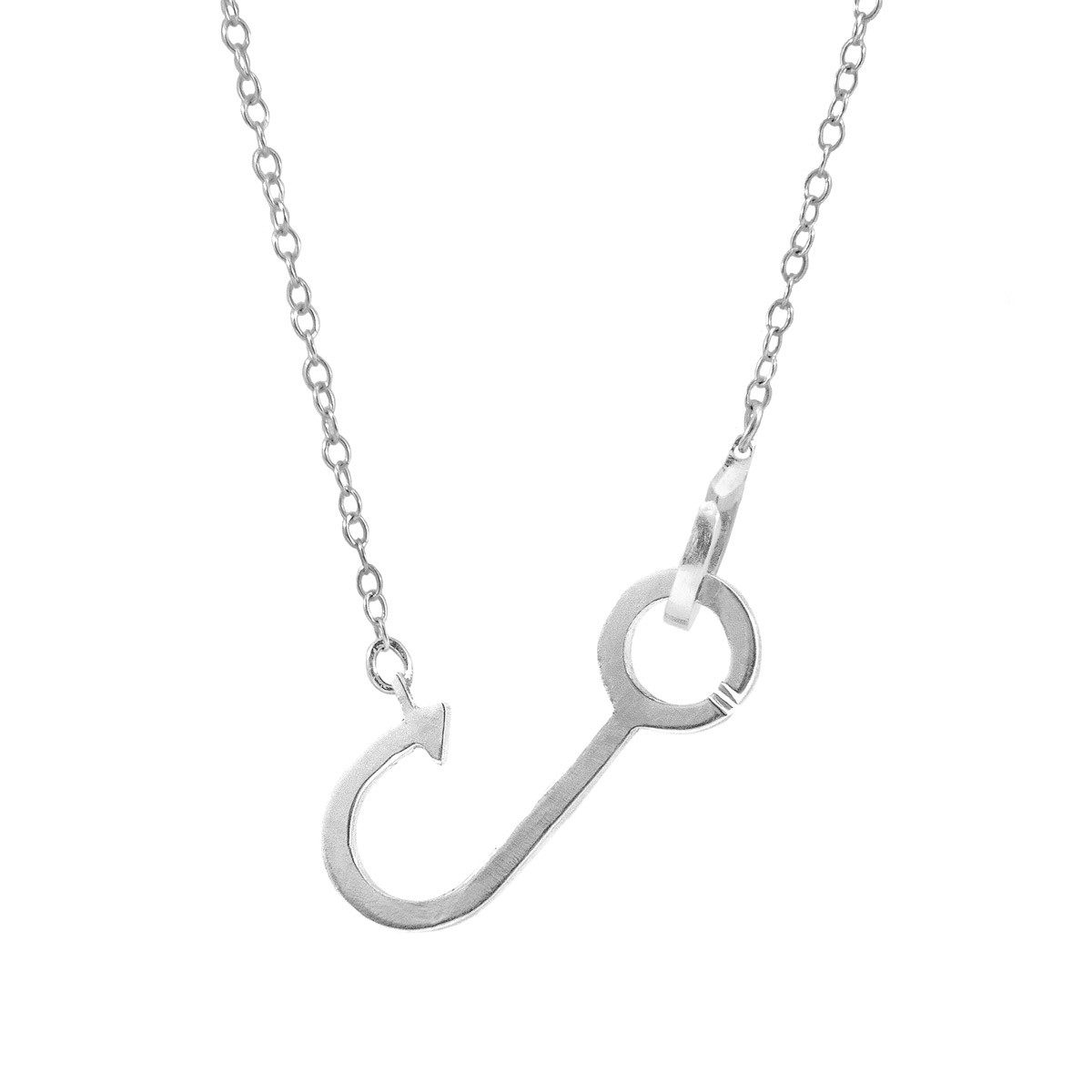 Anchor & Crew Fish Hook Link Paradise Silver Necklace Pendant