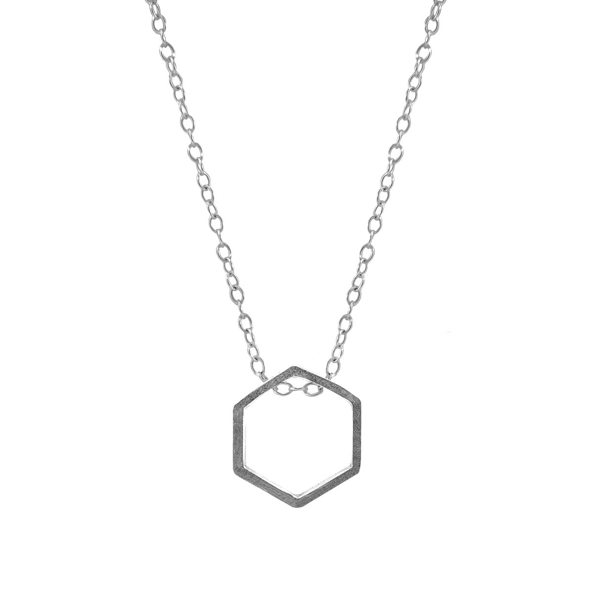 Anchor & Crew Lane Hexagonal Mini Geometric Silver Necklace Pendant